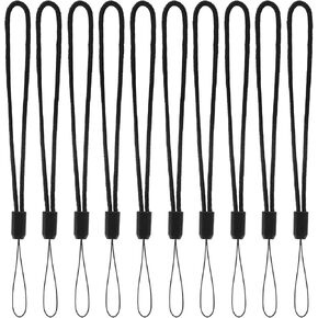 KALIONE 10 Pcs Black Hand Wrist Strap Lanyards Short Nylon Wrist Lanyard for Men Women Hand Strap for Keys Mobile Phone Case USB Wallet ID Name Tag Badge Whistle Walkie-Talkie Flashlight