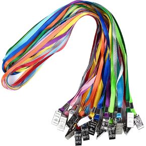 Wisdompro Lanyard with Clip, 30 Pack of 17 inch Blank Flat Nylon Neck Strap Lanyard with Bulldog Clip Attachment for ID Badges, Name Tags - Black
