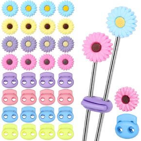 32 Pcs Knitting Needle Stoppers, Cute Daisy Sun Flower Knitting Silicone Stoppers, Knitting Needle Point Protectors, Knitting Crochet for Hand DIY Supplies Accessories