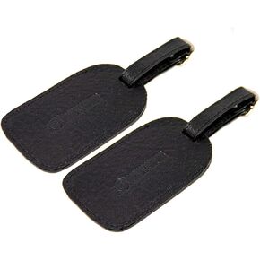 Luggage Tag Genuine Leather Travel ID Tags with Adjustable Leather Strap, Address Card and Privacy Cover, Red, Set of 2