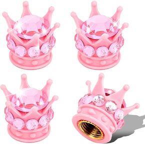 ANBUY 4 قطع من أغطية صمامات إطارات التاج الوردي لمعظم السيارات والشاحنات وسيارات الدفع الرباعي والدراجات النارية والدراجات، وأغطية صمامات ماسية، وأغطية جذعية مقاومة للتآكل عالمية، ومجوهرات إطارات عجلات السيارة، وإكسسوارات السيارة in Kuwait