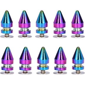 7 mm Stud Spikes, High Hardness Colorful Metal Tree Spikes and Studs Bullets Rivets Suitable for DIY Leather Crafts, Party Dress Decoration, Punk Style Clothing Accessories,10 Sets