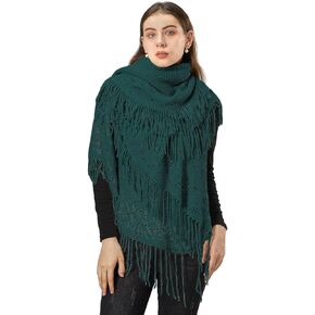 AOOKSMERY Womens Knit Shawls Wraps Fall Fringe Cardigan Fashion Boho Open Front Poncho Cape