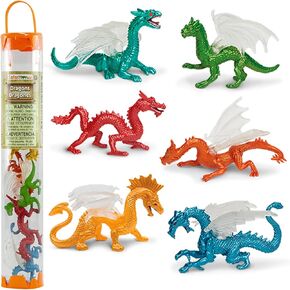Safari Ltd Dragons Designer TOOB - 6 Mini Figurines Including Forest, Ice, Midnight Moon, Mountain, Cloud and Chinese Horned Dragon - Toy Figures for Boys, Girls & Kids Ages 3+