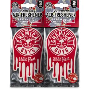 Chemical Guys AIR40602 Hanging Air Freshener, Cherry Blast Scent (2 x 3 Packs) Great for Cars, Trucks, SUVs, RVs, Home, Garage, Workspace, Dorm Room & More