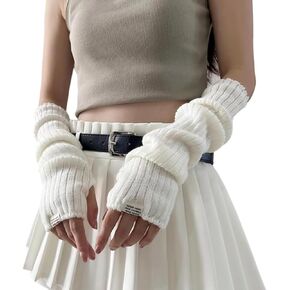 POHADON Fingerless Gloves for Women Long Sleeve Arm Warmers Y2k Cool Winter Arm Sleeves Grunge Accessories Alt Emo Clothes