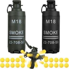 Tactical Toy-Grenade for CS Battle Game,2Pcs Fall Resistant Refillable Hand Fake Grenade Toy with 20 Foam Ammo for 14+ Outdoor Sports