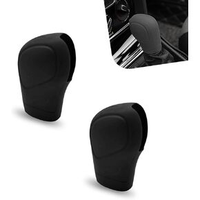 2 PCS Car Gear Shift Knob Cover, Universal Elastic Silicone Handbrake Cover Protector, Anti-Slip Automatic Shift Protect Accessories, for Most Cars Interior Accessories (Black)
