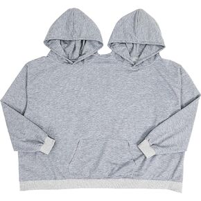 VALICLUD Couple Hoodies,Extra Large Intimate Hooded Sweatshirt for 2 Persons, Loose Fit Long Sleeve Matching Hoodies Pullover with Pocket, Two Person Hoodie for Couples Grey