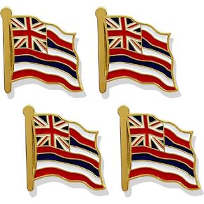 stidsds American US Hawaii Flag Pin - USA Hawaiian State Flags Pins Lapel United States Flag Enamel Lapel Pin Men Women Suit & Waving Patriotic Metal Badge Souvenir Hat Backpacks Decoration(4 Pack)