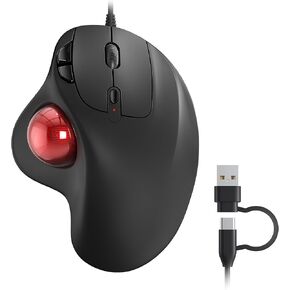 Nulea M509 Trackball Mouse Wired, Ergonomic Design, Easy Thumb Control, Precise & Smooth Tracking, 2-in-1 Interface (Type A &Type C), Compatible for PC, Laptop, Mac, Windows.