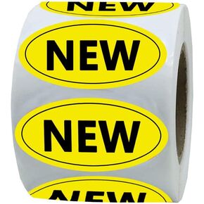 Yellow Oval New and Used Inventory Labels, Inventory Control Stickers for Retail Stores, Thrift Shops, Garage Sales,1x2 Inch,500 Pcs (New)