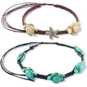 LAVIP Leather Bracelet or Anklet Sea Turtle Turquoise Bracelet Turtle Hemp Bracelet Hawaiian Sea Turtle Bracelet