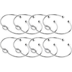 ANBALA Love Knot Bangle Bracelet Bridesmaid Gifts Bracelets, Tie The Knot Cuff Bangle Stretch Bracelet for Bridesmaid, Silver Tone, Set of 3 4 5 6 7 8