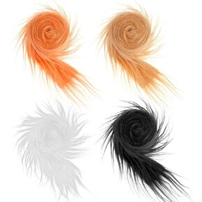 4Pcs Shaggy Plush Faux Fur Fabric 2 x 60inch Precut Strips Fake Fur Soft Fluffy Fabric Fuzzy Craft Fur for Halloween Gnome Plush Beard Gnome Hair Role Play DIY Crafts(White + Black + Brown + Orange)