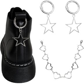 4 Pcs Alloy Shoe Chains Pendant Detachable Shoe Decoration Charms Boots Shoe Buckle Accessories for Women Men Silver