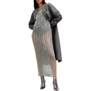 AllSaints Women's Giana Metallic Open Stitch Midi Dress