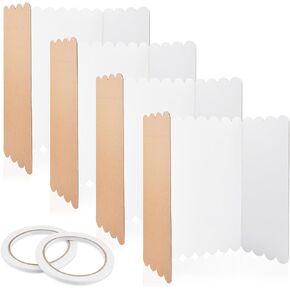 CLUEWR 4 Pack Trifold Poster Boards, White Presentation Display Boards Foldable Corrugated Cardboard with 2 Rolls of Double Sides Adhesive Tapes for School Projects, Science Fair, 16 x 24 Inches