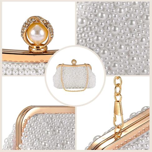 FALETO Pearl Clutch Bag for Women Evening Wedding Party Bridal Handbag Ladies Beaded Clutch Purse for Party in Saudi Arabia