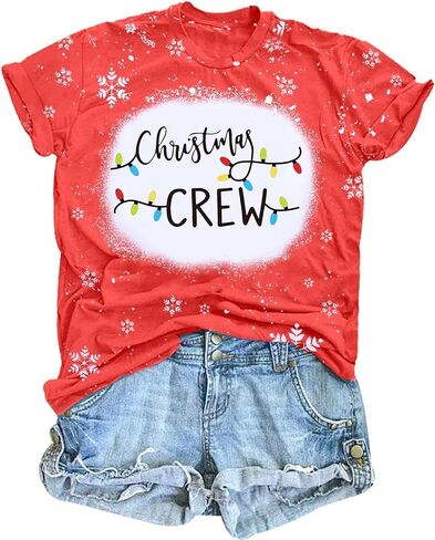 Christmas Shirts Women Christmas Tee Shirts for Family Holiday T Shirts Christmas T-Shirt Graphic Tees Xmas Gift Tops in Kuwait