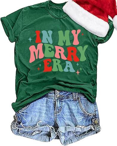 Christmas Shirts Women Christmas Tee Shirts for Family Holiday T Shirts Christmas T-Shirt Graphic Tees Xmas Gift Tops in Kuwait