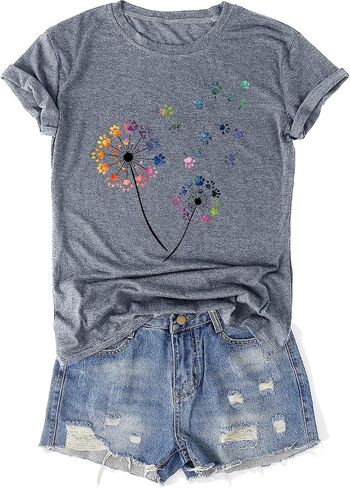 Womens Vintage Flowers T-Shirts Cute Floral Graphic Tees Wildflowers Cottagecore Tshirts Summer Casual Short Sleeve Tops in Kuwait