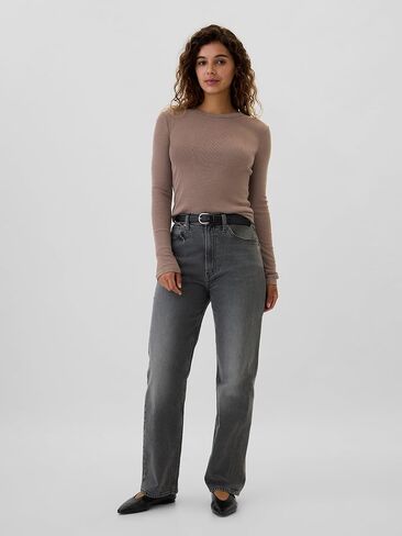 GAP Women's Long Sleeve Essential Ribbed Top in Saudi Arabia