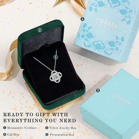 MOOSEA Moissanite Necklace Gifts for Women, 1-3 ct Love Knot Moissanite Necklace D Color VVS1 Clarity Lab Created Moissanite Necklace Anniversary Jewelry Gift for Wife Birthday Gift for Women Mom Wife in Saudi Arabia