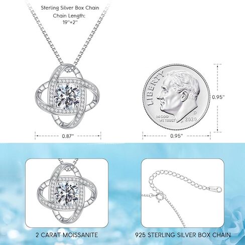MOOSEA Moissanite Necklace Gifts for Women, 1-3 ct Love Knot Moissanite Necklace D Color VVS1 Clarity Lab Created Moissanite Necklace Anniversary Jewelry Gift for Wife Birthday Gift for Women Mom Wife in Saudi Arabia