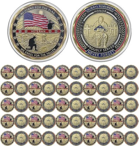 CHURYUML 50Pcs Military Challenge Coins Veterans Thank You Coin - Stand for The Flag, Kneel for The Fallen - Veterans Day Gifts Christmas Thanksgiving Military Appreciation Gifts for Men Women Army in Saudi Arabia