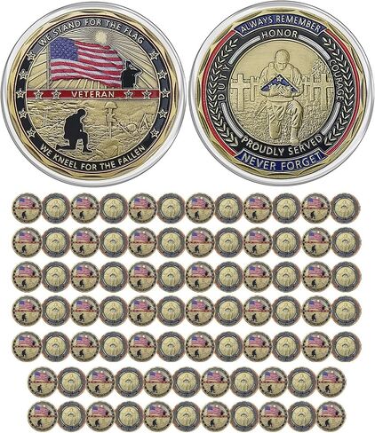 CHURYUML 50Pcs Military Challenge Coins Veterans Thank You Coin - Stand for The Flag, Kneel for The Fallen - Veterans Day Gifts Christmas Thanksgiving Military Appreciation Gifts for Men Women Army in Saudi Arabia
