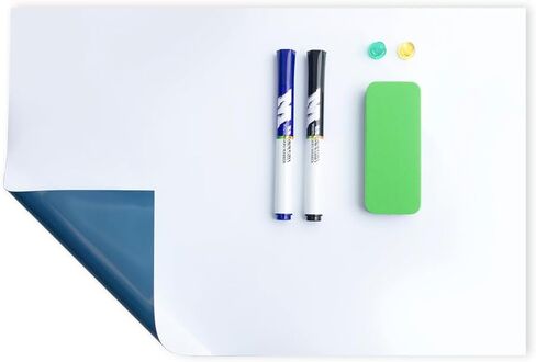 M&G Dry Erase Whiteboard 18 x 12 in Self Adhesive White Board Sticker for Wall, 2 Markers & 2 Magnets & 1 Eraser, Dry Erase Poster Board for Fridge Office Shool Home Kids in Saudi Arabia
