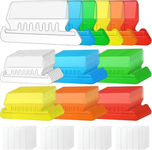 File Folder Tabs, 60 Pcs Multicolor Hanging File Tabs and 120 Pcs Inserts 2 Inches Plastic Hanging File Folder Tabs for Hanging Folders in Saudi Arabia