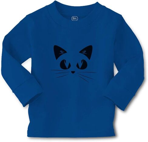 تي شيرت للأطفال بأكمام طويلة وجه قطة مع شعيرات ملابس قطنية للأولاد والبنات in Kuwait