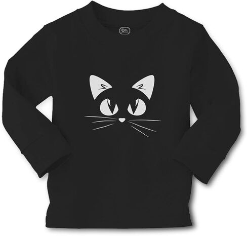 Kids Long Sleeve T Shirt Cat Face with Whiskers Cotton Boy & Girl Clothes in Saudi Arabia