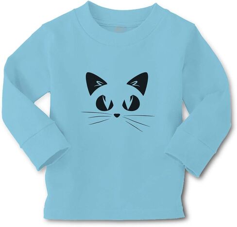 Kids Long Sleeve T Shirt Cat Face with Whiskers Cotton Boy & Girl Clothes in Saudi Arabia