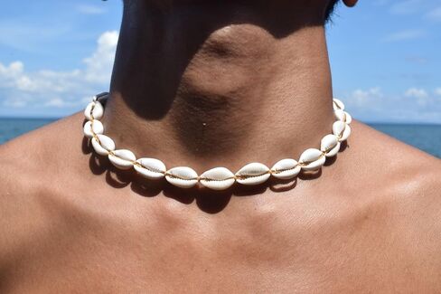 3-piece Natural Cowrie Shell Set of Adjustable Handmade Boho Beach Aesthetic Necklace, Anklet, Bracelet for Teens, Men, Women in Saudi Arabia
