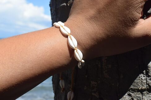 3-piece Natural Cowrie Shell Set of Adjustable Handmade Boho Beach Aesthetic Necklace, Anklet, Bracelet for Teens, Men, Women in Saudi Arabia