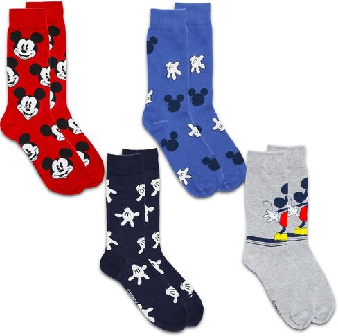 Mickey Mouse Socks for Boys, Men - Mickey Mouse Apparel Men Bundle with 4 Pairs of Mickey Mouse Crew Socks Size 6-12 Adults Plus Bookmark | Bulk Mickey Mouse Socks Teen, Adult in Saudi Arabia