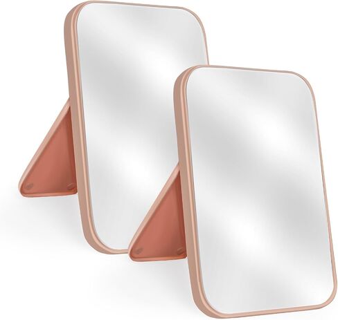 2Pcs Table Desk Vanity 8-Inch Makeup Mirror, Simple Portable Travel Mirror with Stand, Standing and Wall Hanging Dual-use Green in Saudi Arabia