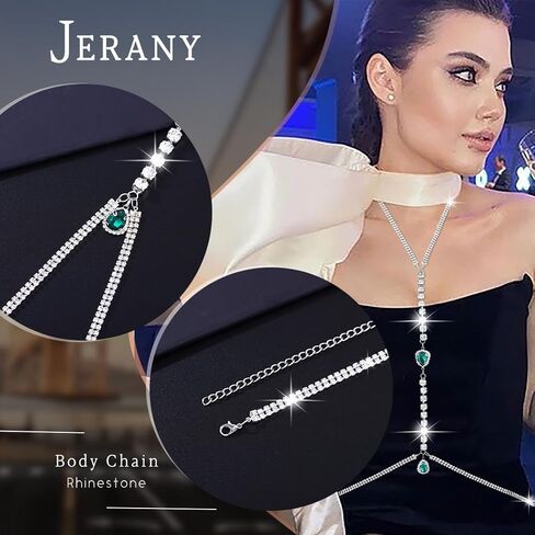 Rhinestone Body Chain Gold Silver Crystal Body Necklace Sexy Bra Chain Sparkle Body Jewelry Beach Nightclub Body Accessories for Women in Kuwait