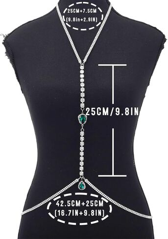 Rhinestone Body Chain Gold Silver Crystal Body Necklace Sexy Bra Chain Sparkle Body Jewelry Beach Nightclub Body Accessories for Women in Kuwait