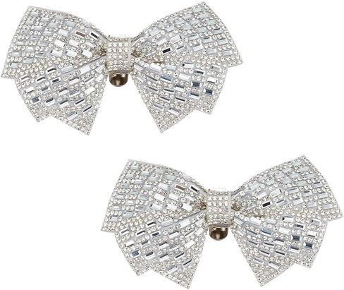 1 Pair Grey Bow Shoe Clips Wedding Rhinestone Bow Shoe Buckles Bridal Removable Shoe Clips Bowknot Shoe Buckle Bag Clothing Hair Decorations for Women Party Heels Flats Pumps Craft in Saudi Arabia