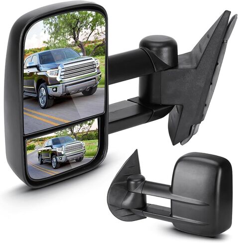 مرايا السحب لسيارة Chevy GMC 2007-2013 Avalanche Tahoe Sierra Silverado 1500 2500، 07-2014 Silverado 2500 HD Sierra 3500 Suburban 1500 Yukon مع تصغير يدوي قابل للطي، بدون تسخين (زوج واحد) in Saudi Arabia