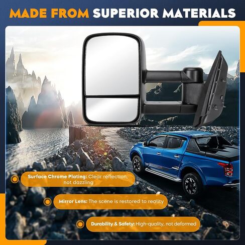 مرايا السحب لسيارة Chevy GMC 2007-2013 Avalanche Tahoe Sierra Silverado 1500 2500، 07-2014 Silverado 2500 HD Sierra 3500 Suburban 1500 Yukon مع تصغير يدوي قابل للطي، بدون تسخين (زوج واحد) in Saudi Arabia
