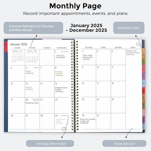 كتاب مواعيد SKYDUE 2025، 8.5 بوصة × 11 بوصة، مخطط كل ساعة بزيادات 15 و30 دقيقة، مخطط أسبوعي وشهري لشهر يناير - ديسمبر 2025، مخطط يومي مثالي لجدولك الزمني in Kuwait