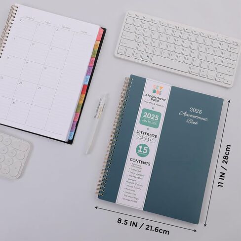 كتاب مواعيد SKYDUE 2025، 8.5 بوصة × 11 بوصة، مخطط كل ساعة بزيادات 15 و30 دقيقة، مخطط أسبوعي وشهري لشهر يناير - ديسمبر 2025، مخطط يومي مثالي لجدولك الزمني in Kuwait