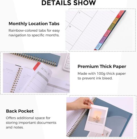 كتاب مواعيد SKYDUE 2025، 8.5 بوصة × 11 بوصة، مخطط كل ساعة بزيادات 15 و30 دقيقة، مخطط أسبوعي وشهري لشهر يناير - ديسمبر 2025، مخطط يومي مثالي لجدولك الزمني in Kuwait