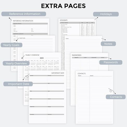 كتاب مواعيد SKYDUE 2025، 8.5 بوصة × 11 بوصة، مخطط كل ساعة بزيادات 15 و30 دقيقة، مخطط أسبوعي وشهري لشهر يناير - ديسمبر 2025، مخطط يومي مثالي لجدولك الزمني in Kuwait