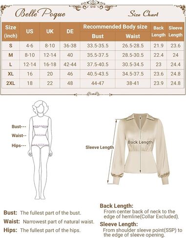 Belle Poque Women's Satin Silk Blouse Lapel V Neck Long Sleeve Tops Tie Front Casual Work Tops Shirts in Saudi Arabia